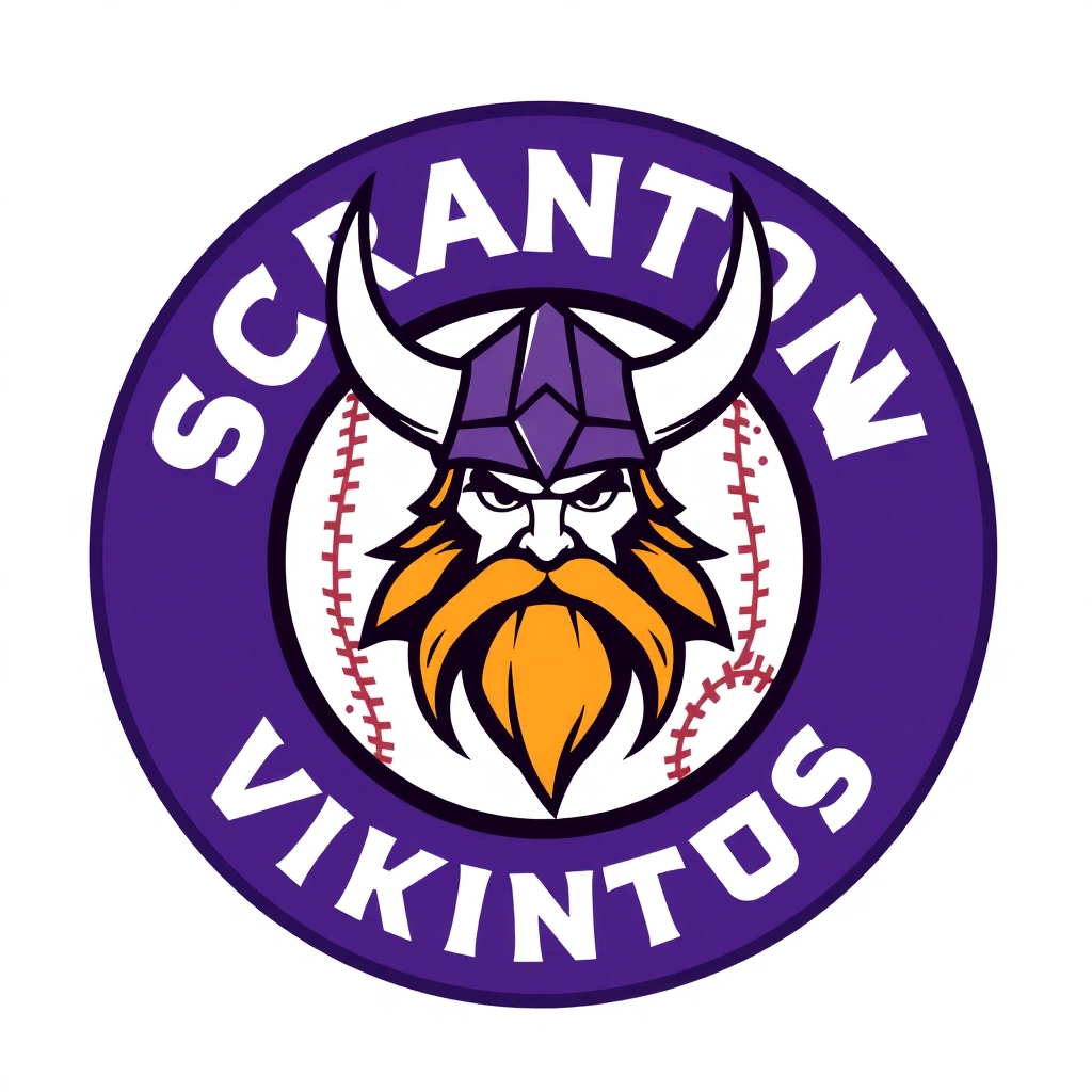 round baseball logo for the Scranton Vikings