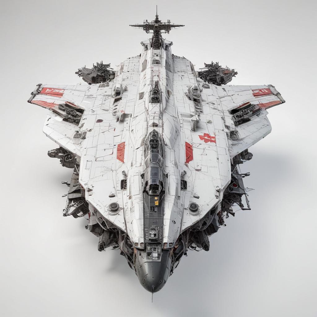 one, ARMD Platform style, Robotch, Soviet, Sci-Fi, Space aircraft carrier, on a white background