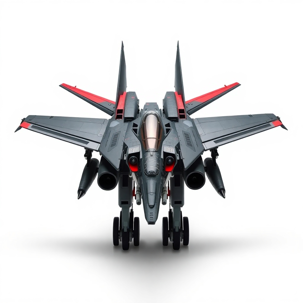 Chinese, Chengdu J-20 style, Macross Valkyrie, Gerwalk Mode, with arms & GU-11 Gun Pod,on a white background