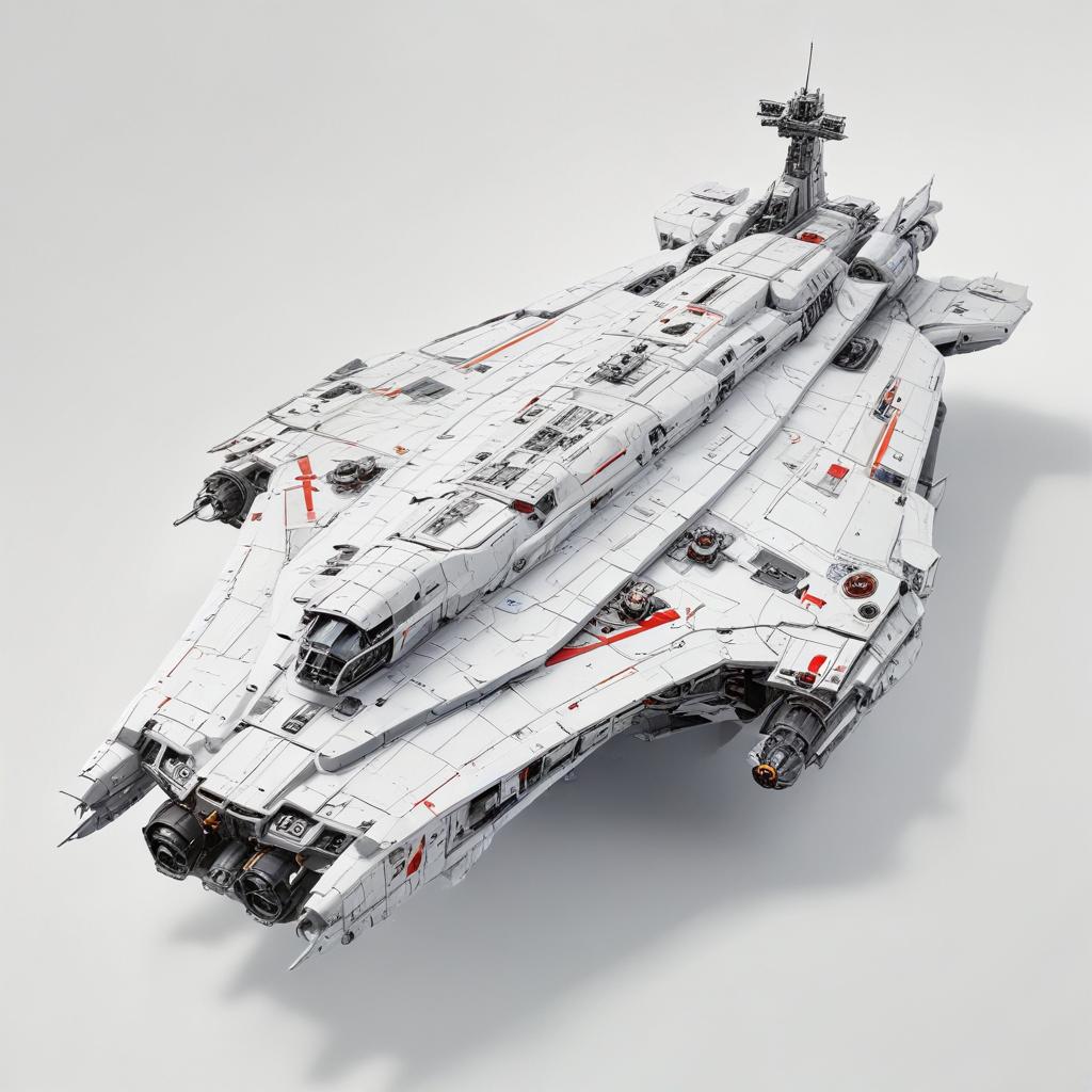 one, ARMD Platform style, Robotch, Soviet, Sci-Fi, Space aircraft carrier, on a white background