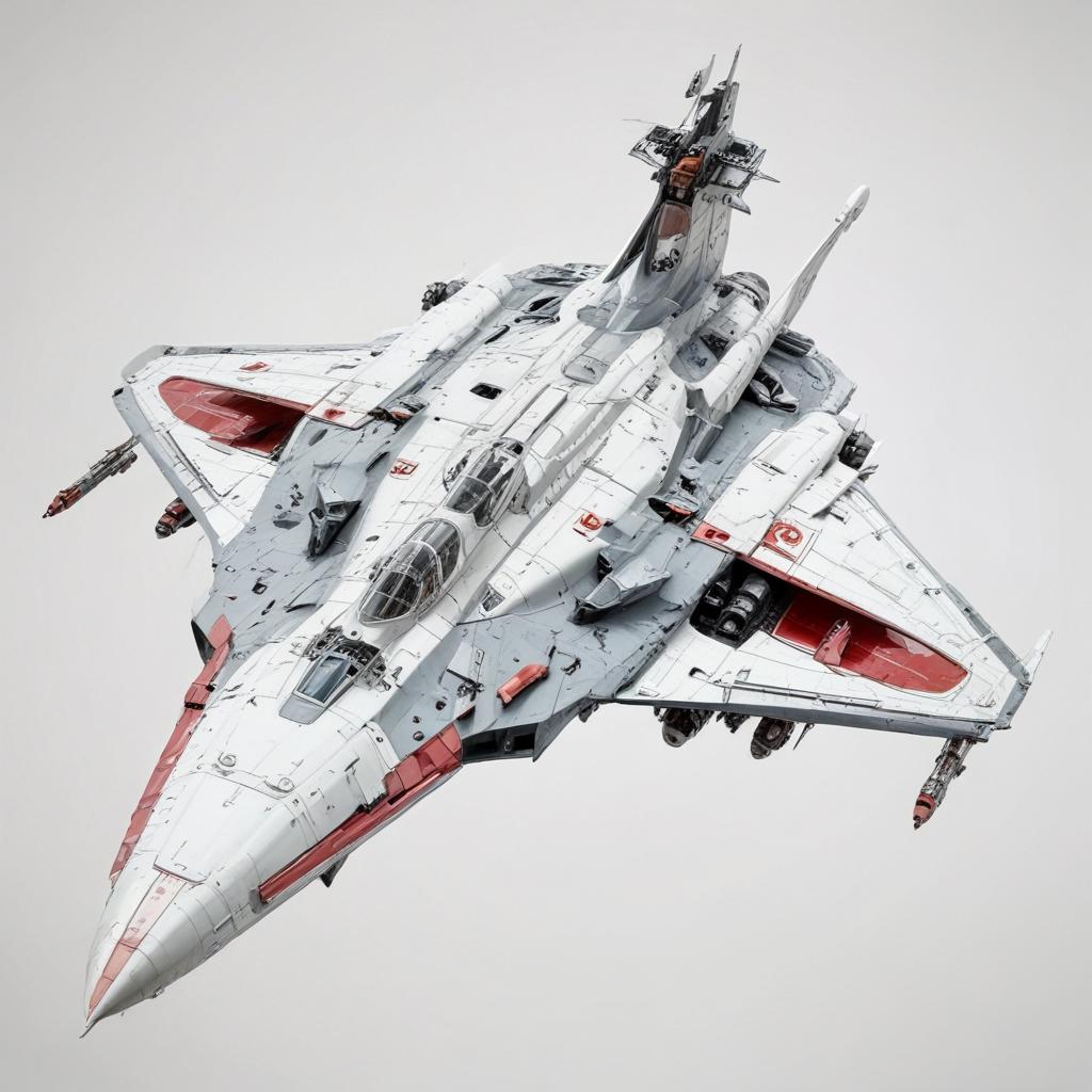 one, Zentradi style, Soviet, Sci-Fi, space aircraft carrier, on a white background