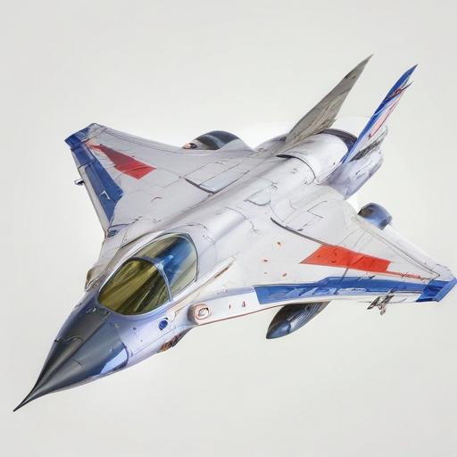 one, MIG 21 style, sleek, single tail, delta-wing, Robotech, Soviet, Sci-Fi, Space jet fighter, on a white background