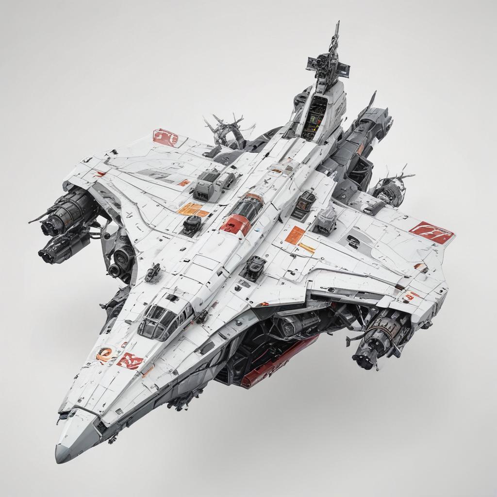 one, ARMD Platform style, Robotch, Soviet, Sci-Fi, Space aircraft carrier, on a white background