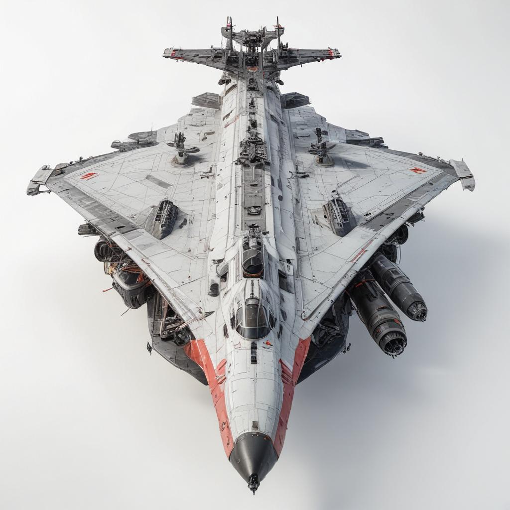 one, ARMD Platform style, Soviet, Sci-Fi, space aircraft carrier, on a white background