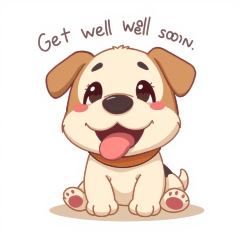 Puppy saying "Get well soon Irene"