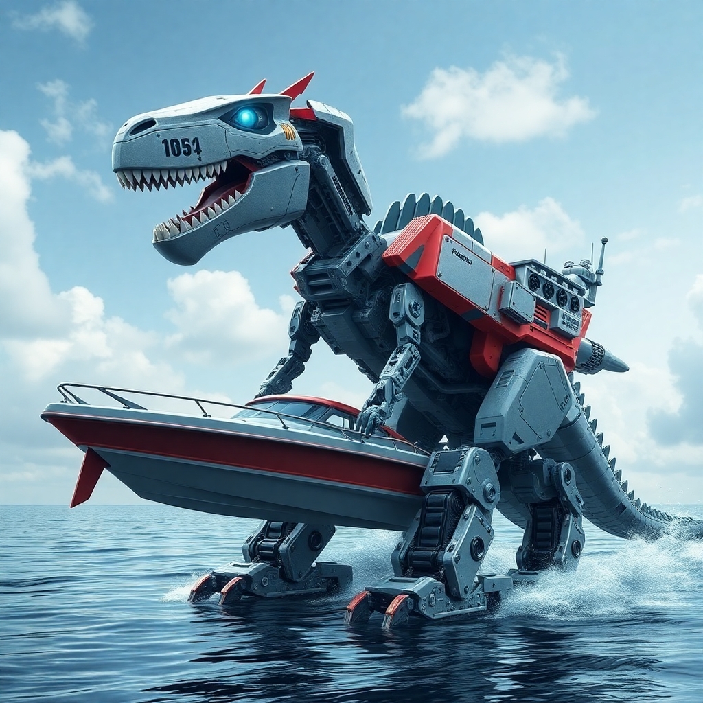 Robot dinosaur transformer that also turns into a boat