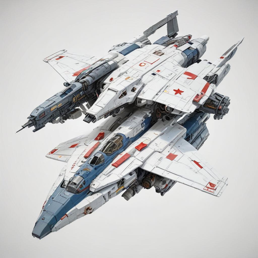 one, ARMD Platform style, Robotech, Macross, Soviet, Sci-Fi, space aircraft carrier, on a white background