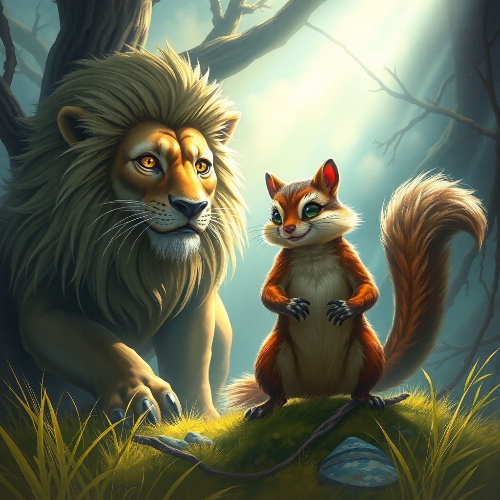 a crearture that is mid Lion and mid chipmunk