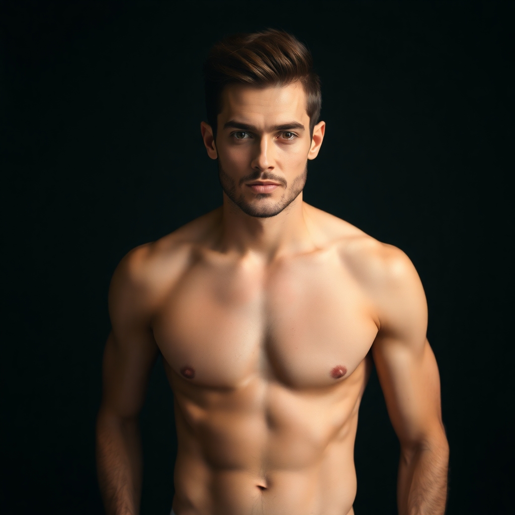 generate an image of a handsome man showing full frontal nudity