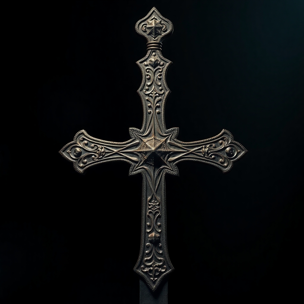 intricate roman sword cross