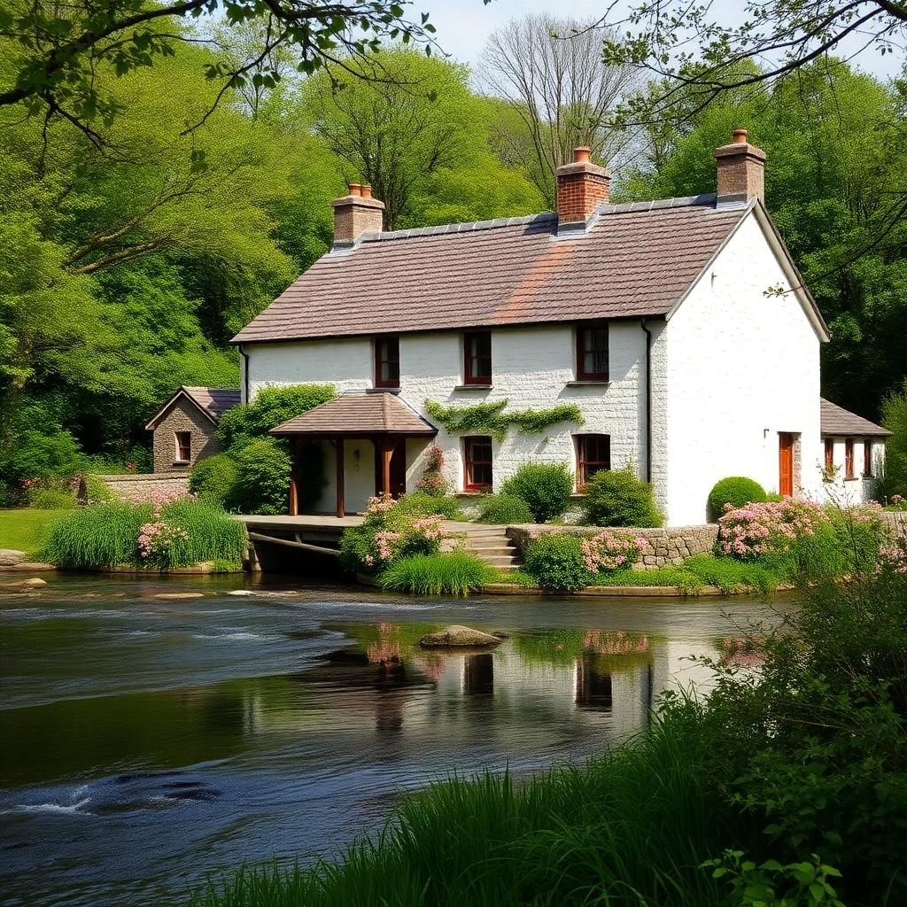 irish cottage on a river