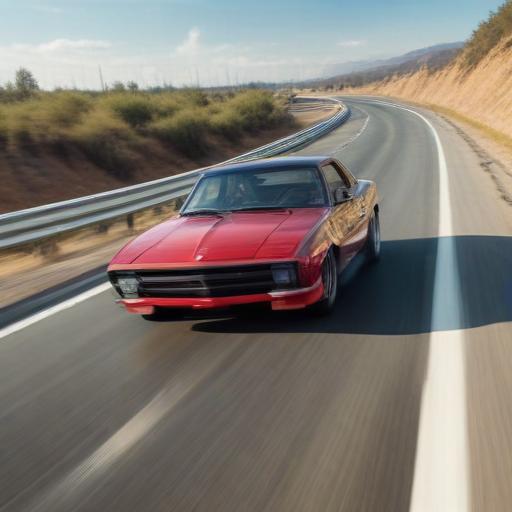 Fast car going down the highway