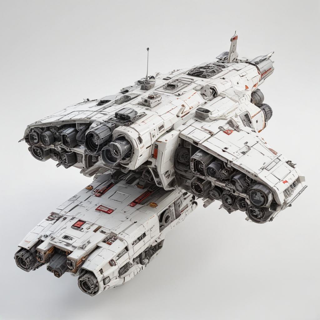 one, ARMD Platform style, Robotch, Soviet, Sci-Fi, space carrier, on a white background