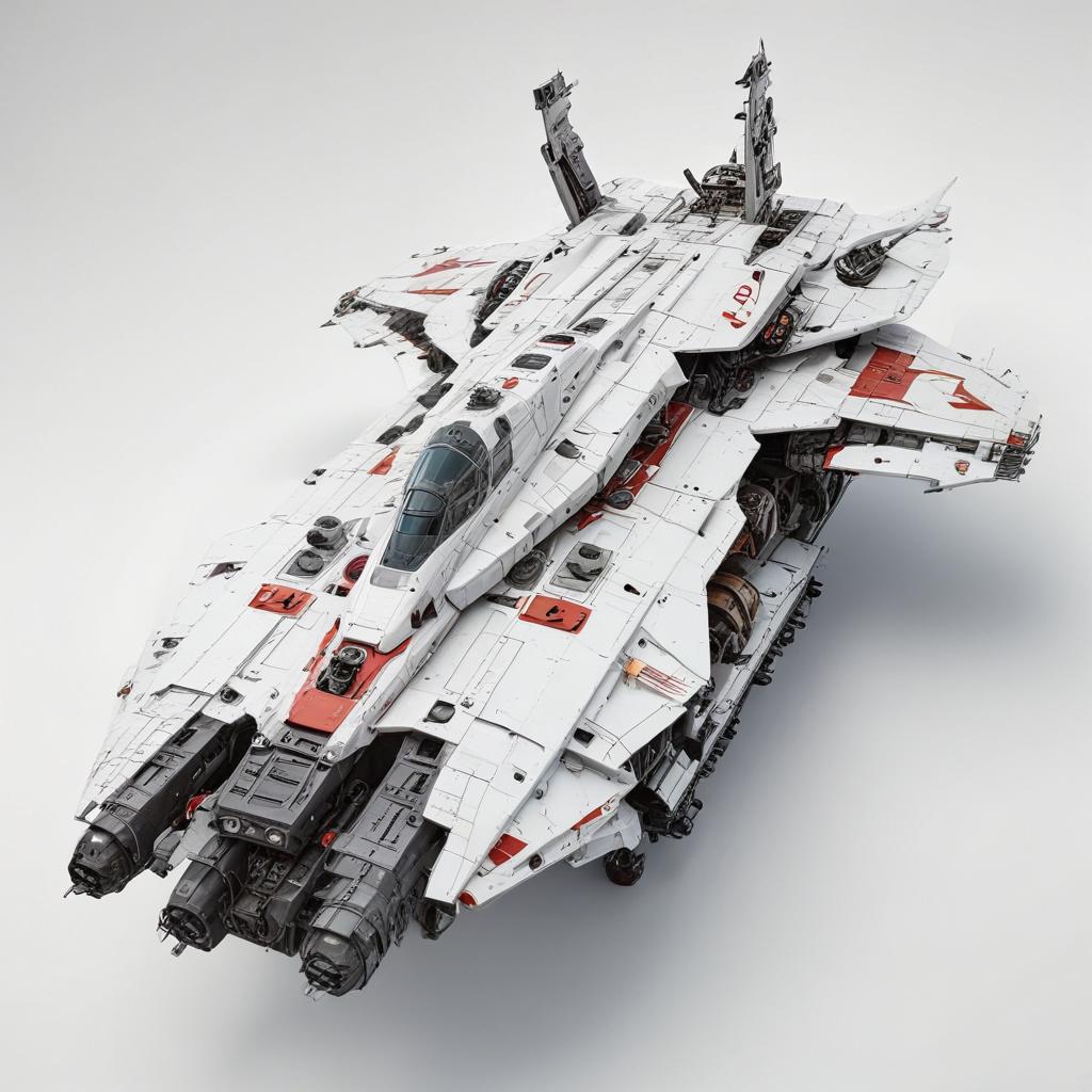 one, ARMD Platform style, Robotch, Soviet, Sci-Fi, Space aircraft carrier, on a white background