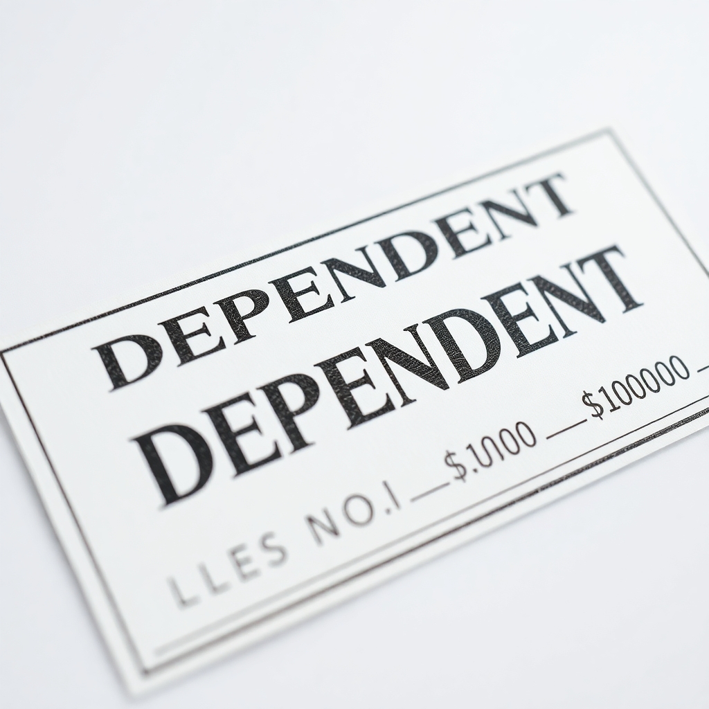check with "DEPENDENT" stamped on it, for life insurance for 1 million dollars in English