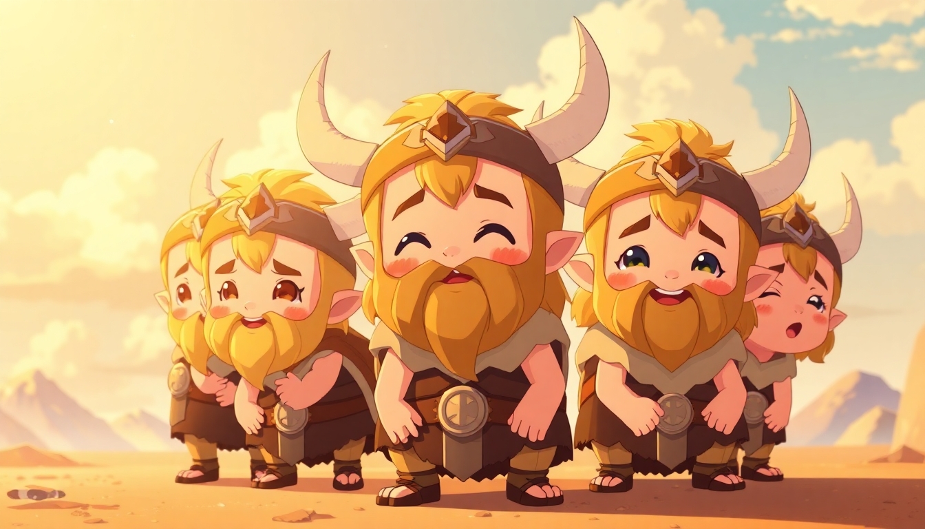 A group of baby vikings, looking cute and innocent.