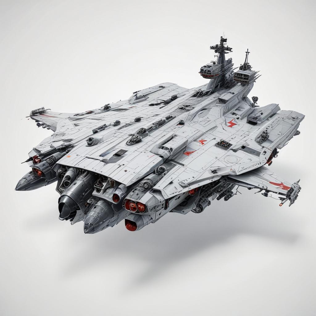one, Zentraedi style, Soviet, Sci-Fi, space aircraft carrier, on a white background