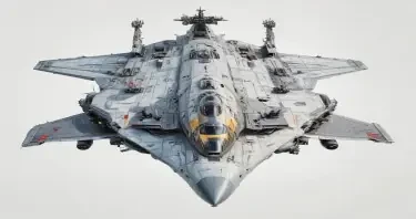 one, Zentraedi style, Soviet, Sci-Fi, space aircraft carrier, on a white background
