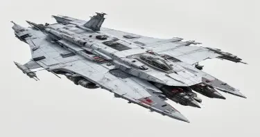 one, Zentraedi style, Soviet, Sci-Fi, space aircraft carrier, on a white background