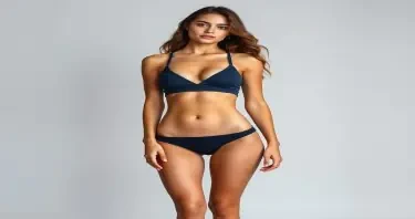 A nubile late teenage woman, full body view standing up, approximately 5’7” (170 cm) tall and weighing around 128 lbs (58 kg), with a lithe, softly athletic frame. Her proportions are balanced and elegant with defined curves. Measurements: 34” bust, 25” waist, 36” hips. Her limbs are long and graceful, with sculpted shoulders