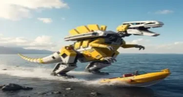 Robot dinosaur transformer that also turns into a boat