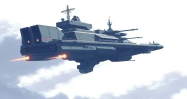 one, ARMD Platform style, Robotch, Soviet, Sci-Fi, Space aircraft carrier, on a white background