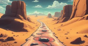 A big pipeline running through the desert with several leaks where binary data leaks out, the leaks are fixed with wound dressing and plasters