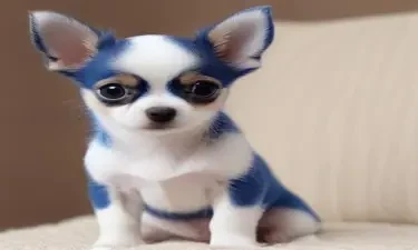 royal bright blue and white cute striped chihuahua puppy