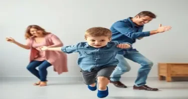 10 year old boy being pulled by the hand to the left by his angry mother and being pulled by his other hand to the right by his angry father