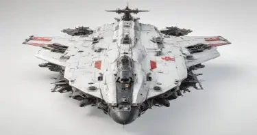 one, ARMD Platform style, Robotch, Soviet, Sci-Fi, Space aircraft carrier, on a white background