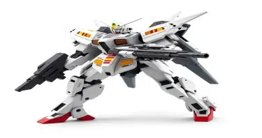 Chinese, Chengdu J-20 style, Macross Valkyrie, Gerwalk Mode, with arms and a gundam style beam rifle,on a white background
