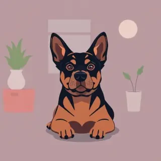 dog, modern flat vector illustration, full scene, editorial style