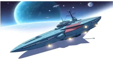 one, Zentraedi style, Soviet, Sci-Fi, space aircraft carrier, on a white background