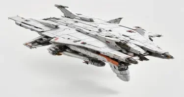 one, ARMD Platform style, Robotech, Soviet, Sci-Fi, space aircraft carrier, on a white background