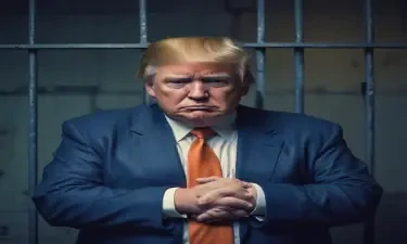 a very fat and sad Donald Trump in jail