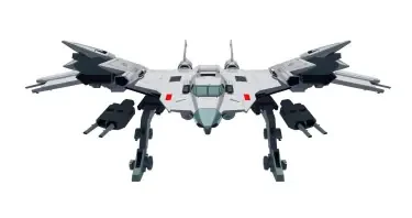 Chinese, Chengdu J-20 style, anime, laterally symmetrical, Macross Valkyrie, Gerwalk Mode, with arms & GU-11 Gun Pod,on a white background. No Multiple cockpits, no deformed legs