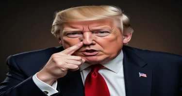 trump picks his nose, with his index finger deep in his nose.