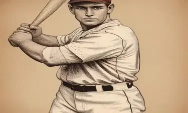 vintage baseball player drawing