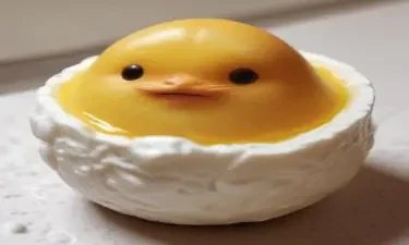 hyper-realistic gudetama if he was human