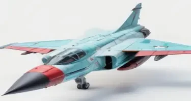 one, MIG-21 style, cold-war era, sleek, nose intake, single tail, delta-wing, Robotech, Soviet, Sci-Fi, Space jet fighter, on a white background