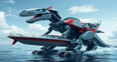 Robot dinosaur transformer that also turns into a boat