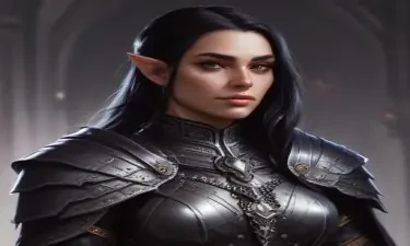 A 5E dnd character who is a half-elf cleric and warlock sworn to the mother of shadows. She wears chainmail, is slightly androgynous, and has a ghostly raven familiar.