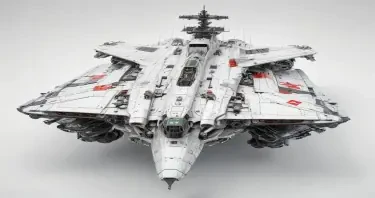 one, ARMD Platform style, Robotch, Soviet, Sci-Fi, Space aircraft carrier, on a white background