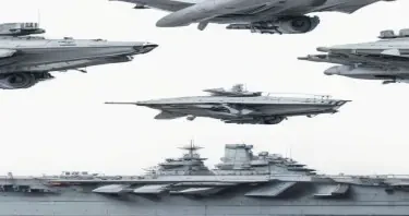 Soviet, Sci-Fi, Space aircraft carrier, battleship gun turrets, on a white background
