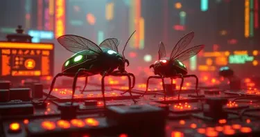 Digital Software Bugs in a cyber punk setting