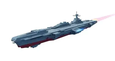 one, Zentraedi style, Soviet, Sci-Fi, space aircraft carrier, on a white background