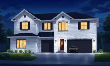 5500 square house, white brick, based in st george utah, black roof, 4 car garge split up with 2, 2 car garages, two stories