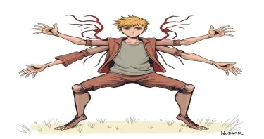 Create a six armed teenager with four legs