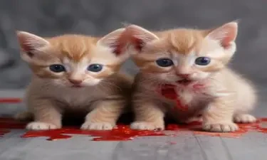 two little kittens covered in blood