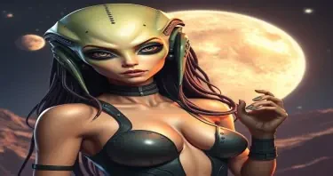 Create an incredibly sexy alien science fiction space girl